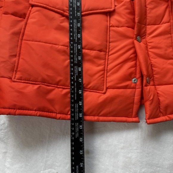 Vintage Weathercaster Jacket Mens Large Red FRAM Autolite Patch Workwear 80s USA - Picture 8 of 8